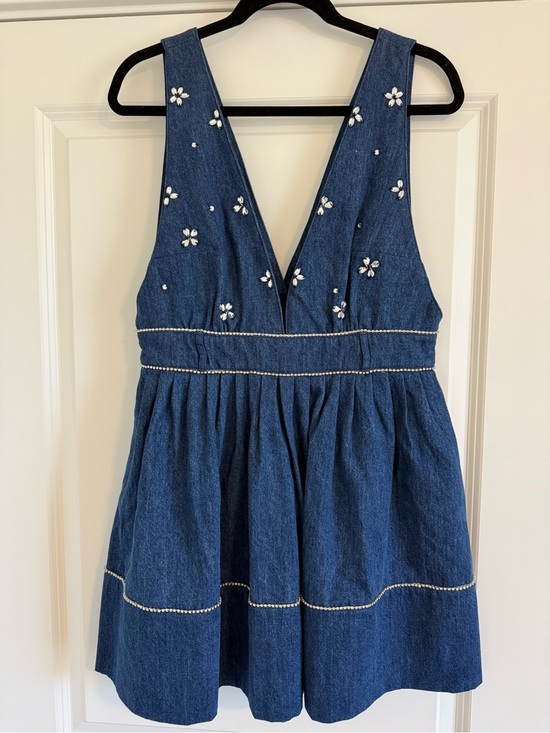 Free People Dresses & Skirts - Free People Blue Denim Embroidered Mini Dress